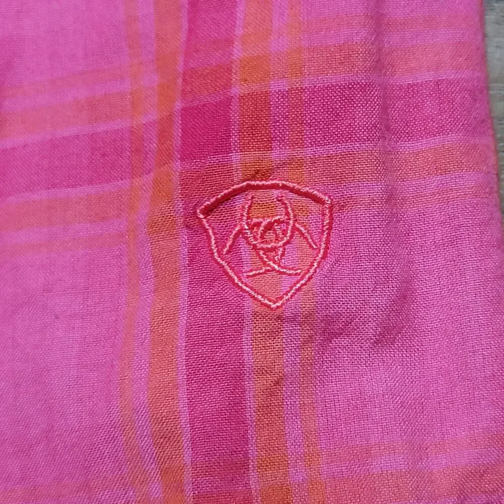 Ariat LS Pink Fitted Full Snap Ladies Western Shirt w/ Embroidery - Size Large - Picture 4 of 9